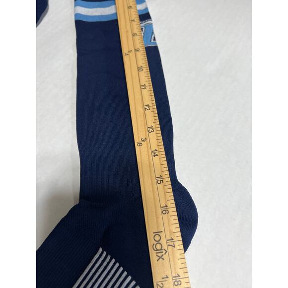 2 PEAR Sox Striped Baseball Softball Football Compression Socks Blue Large New - Picture 5 of 6